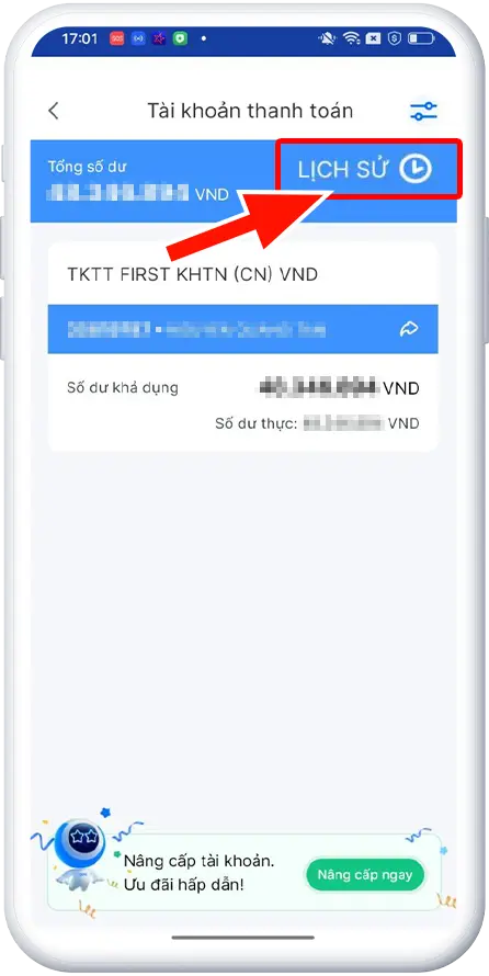 Bước 2 : Ấn chọn Lịch Sử
